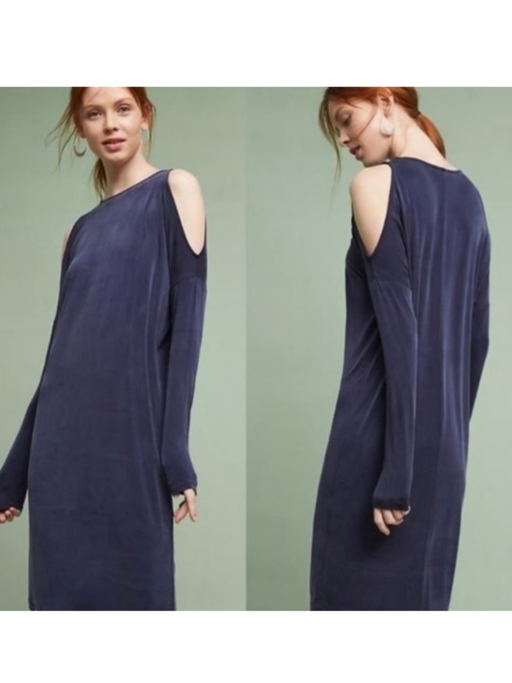 NWT size small Annalyn cocoon cold shoulder long blue dress
